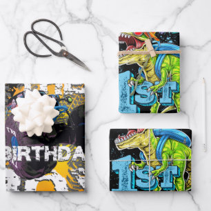 The Birthday Boy Monster Truck Matching Family Wrapping Paper Sheet