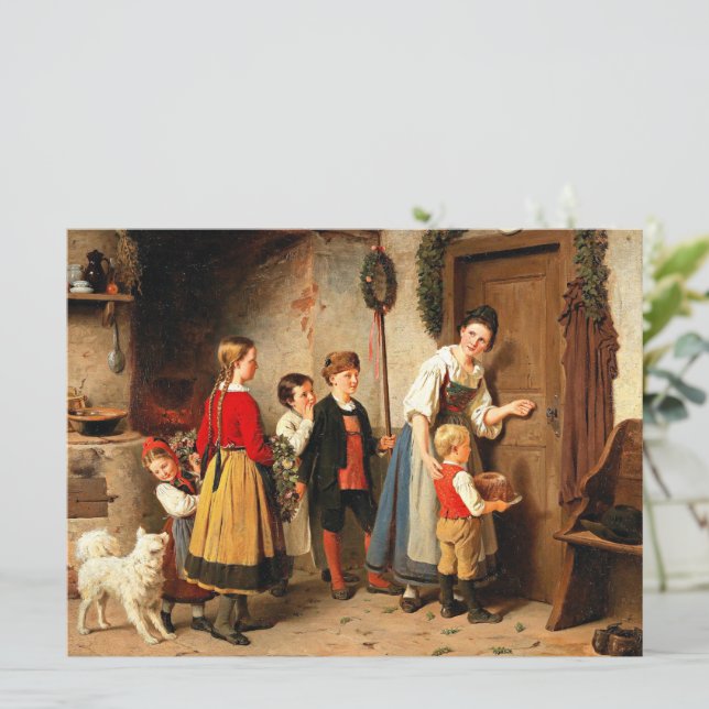 The Birthday Cake, fine art vintage painting, Card (Standing Front)