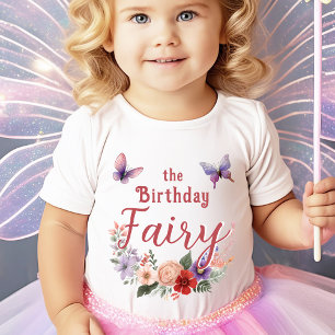 The Birthday Fairy Baby Girl Butterfly Floral T-Shirt