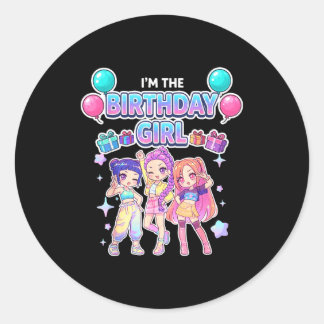 The birthday girl cute chibi kpop funny kids classic round sticker