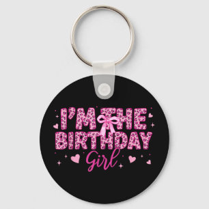 The birthday girl pink leopard cheetah animal key ring