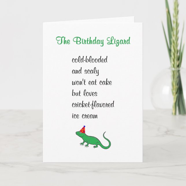 The Birthday Lizard A Funny Happy Birthday Poem Card (Front)