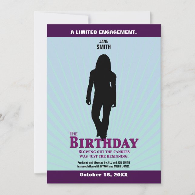 The Birthday Movie Invitation (Girl) (Front)