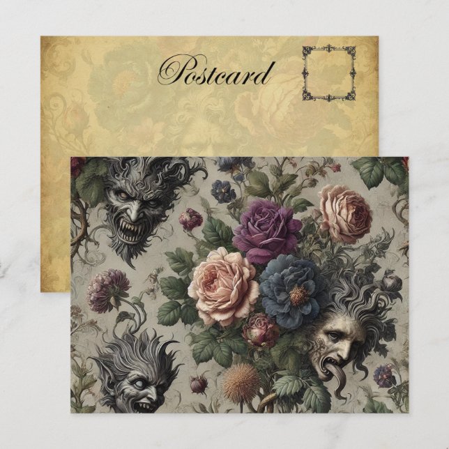 The Birthday Party – Gothic Victorian Floral  Holiday Postcard (Front/Back)