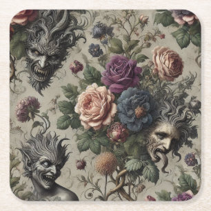 The Birthday Party – Gothic Victorian Floral Square Paper Coaster