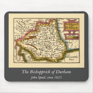 The Bishopprick of Durham County England Old Map Mouse Mat
