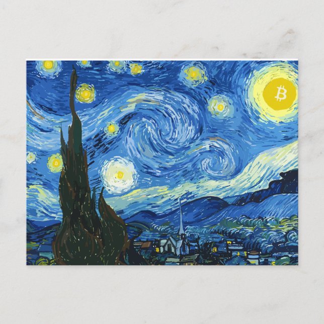 The Bitcoiny Night Announcement Postcard (Front)