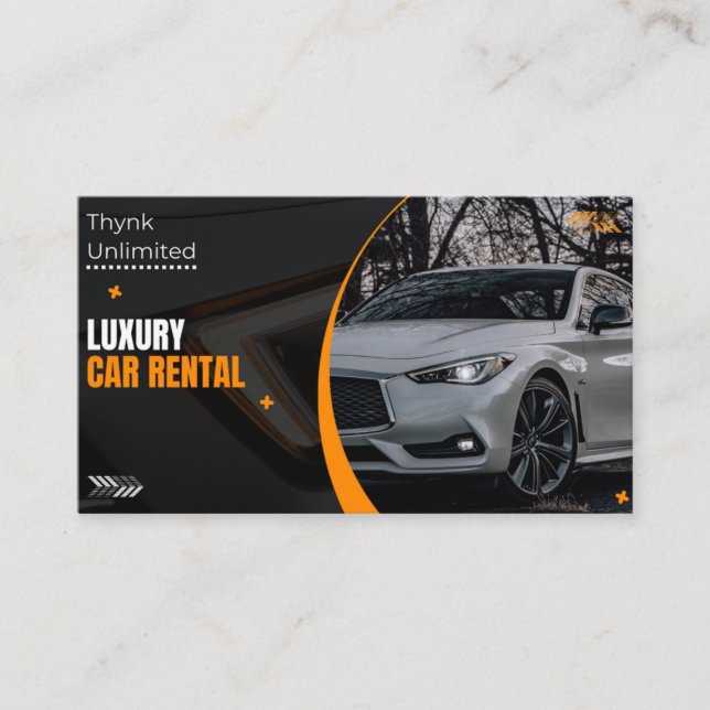THE BLACK AND ORANGE ELEGANT CAR RENTAL BUSINESS  BUSINESS CARD (Front)