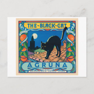 The Black Cat Agruna Vintage Crate Label Postcard