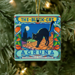 The Black Cat Ceramic Tile Ornament