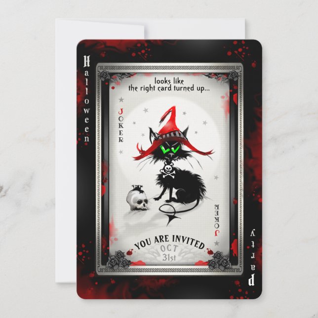 The Black Cat Joker Halloween Playing Card (Front)