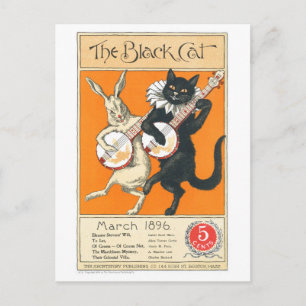 The Black Cat, March 1896, vintage cat art Postcard