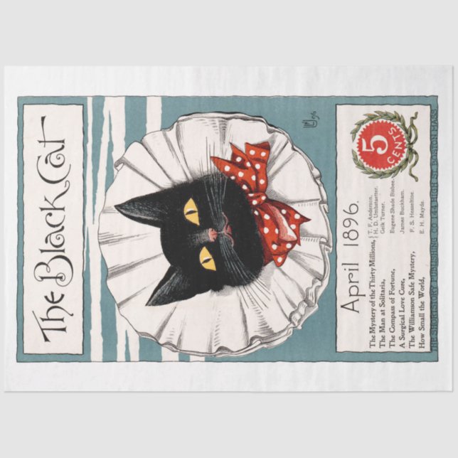 The Black Cat Vintage Decoupage Decoupaging Tissue Paper (Front)