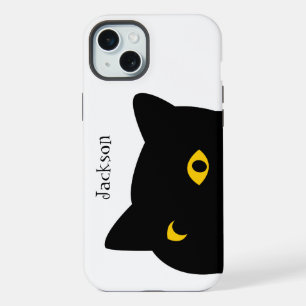 The Black cat watching you with Golden eyes custom iPhone 15 Plus Case