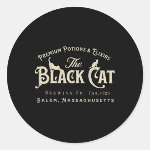 The Black Cat Witchy Salem Est 1626 Halloween Cat Classic Round Sticker