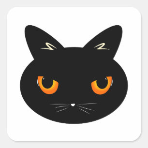 the black cat with orange eyes square sticker