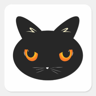 the black cat with orange eyes square sticker