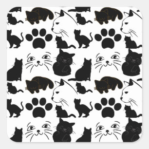 THE BLACK CATS PATTERNS WRAPPING PAPER THROW PILLO SQUARE STICKER