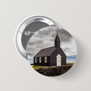 The Black Church Of Budir, Iceland 6 Cm Round Badge