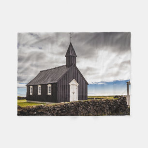 The Black Church Of Budir, Iceland Fleece Blanket