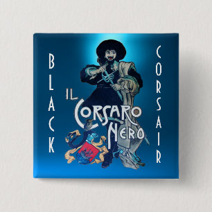 THE BLACK CORSAIR gem blue 15 Cm Square Badge