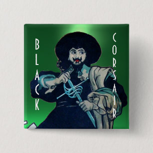 THE BLACK CORSAIR gem yellow 15 Cm Square Badge