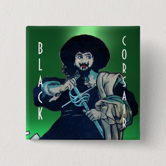 THE BLACK CORSAIR gem yellow 15 Cm Square Badge (Front)