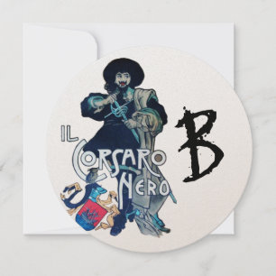 THE BLACK CORSAIR MONOGRAM White Champagne Round Announcement