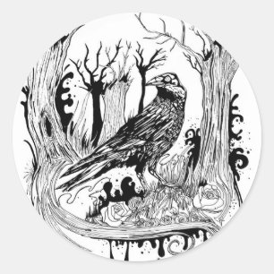 The Black Crow Classic Round Sticker