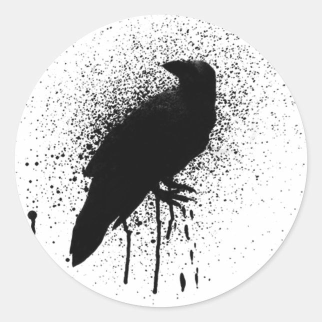 The black crow classic round sticker (Front)