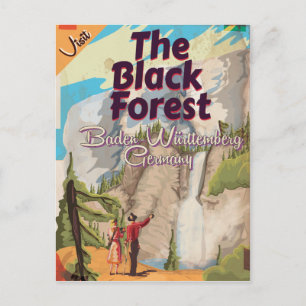 The Black Forest vintage Travel Poster. Postcard