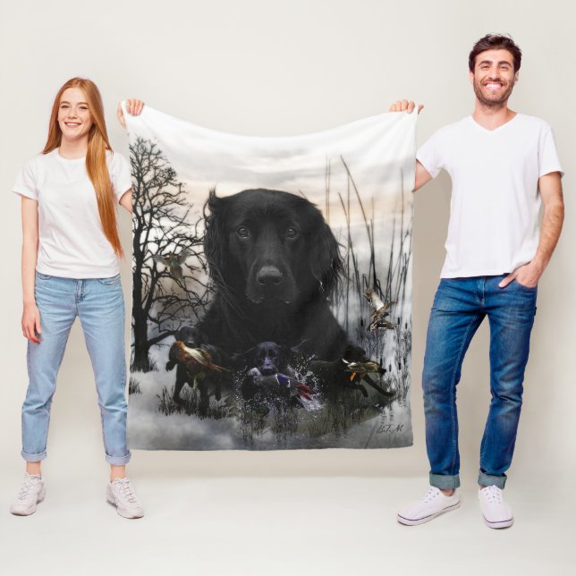 The Black Golden Retrievers    Fleece Blanket (In Situ)
