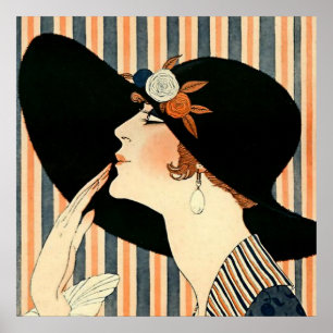“The Black Hat” Art Deco by George Barbier Poster