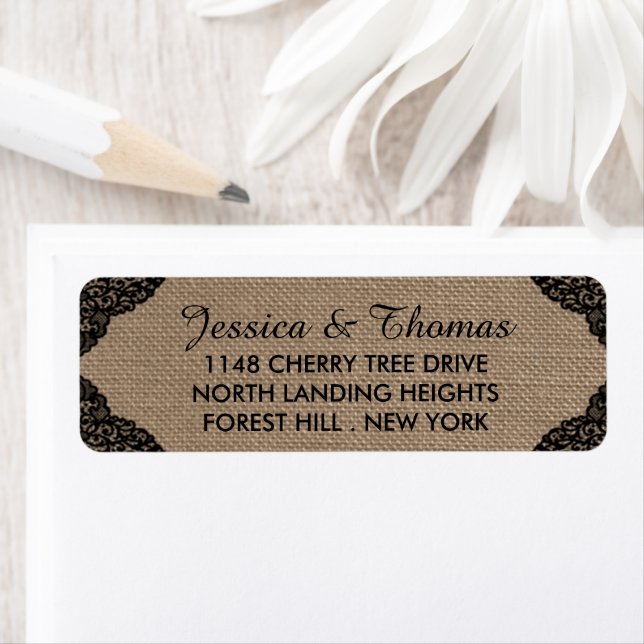 The Black Lace On Rustic Burlap Wedding Collection (Insitu)