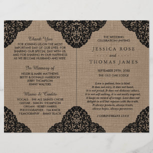 The Black Lace On Rustic Burlap Wedding Collection