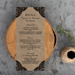 The Black Lace On Rustic Burlap Wedding Collection Menu