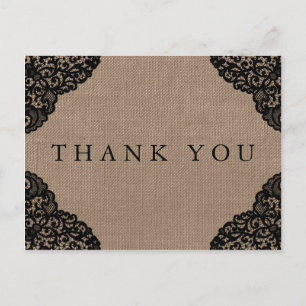 The Black Lace On Rustic Burlap Wedding Collection Postcard