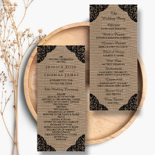 The Black Lace On Rustic Burlap Wedding Collection Programme
