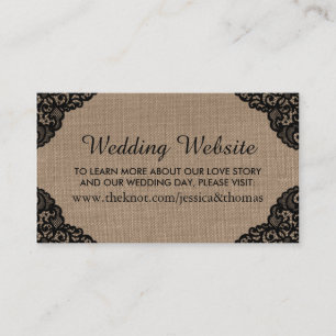 The Black Lace On Rustic Burlap Wedding Website Enclosure Card