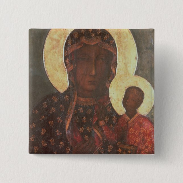 The Black Madonna of Jasna Gora 15 Cm Square Badge (Front)