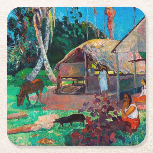 The Black Pigs, Gauguin Square Paper Coaster (Front)