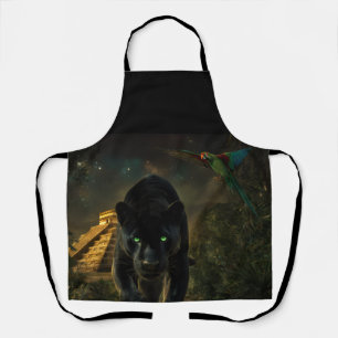 The Black Puma and the Green Macaw Apron