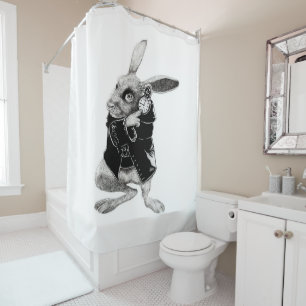 The Black Rabbit Watch Shower Curtain
