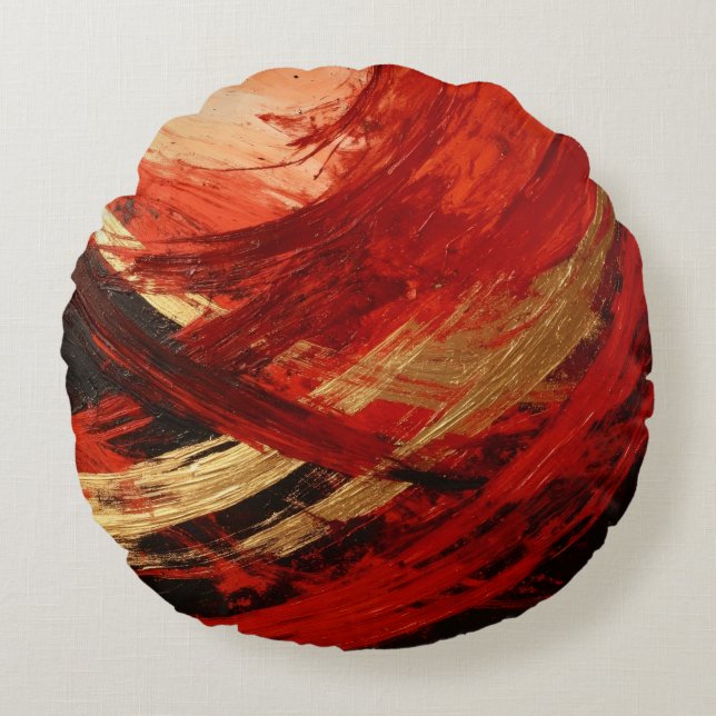 The Black & Red Sweep Round Cushion (Front)