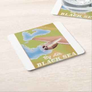 The black sea travel poster square paper coaster