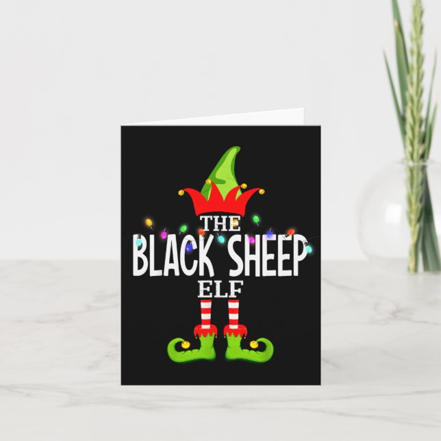 The Black Sheep Elf Christmas Matching Pajamas  Card (Front)