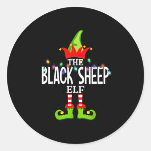 The Black Sheep Elf Christmas Matching Pajamas  Classic Round Sticker