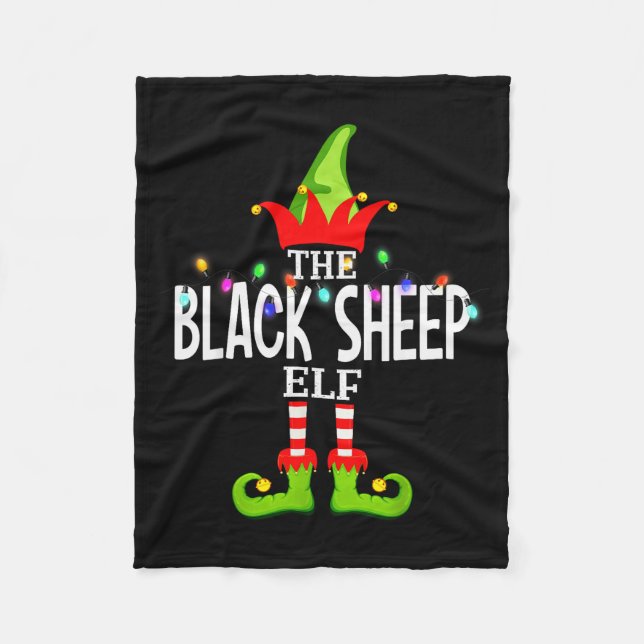 The Black Sheep Elf Christmas Matching Pajamas  Fleece Blanket (Front)
