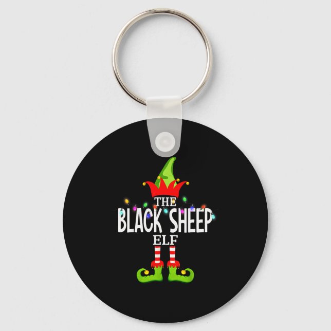The Black Sheep Elf Christmas Matching Pajamas  Key Ring (Front)