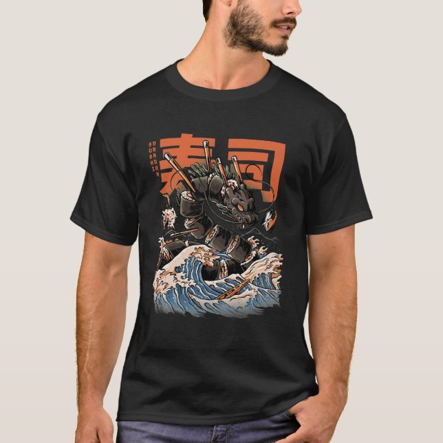 The Black Sushi Dragon Vintage T-Shirt (Front)